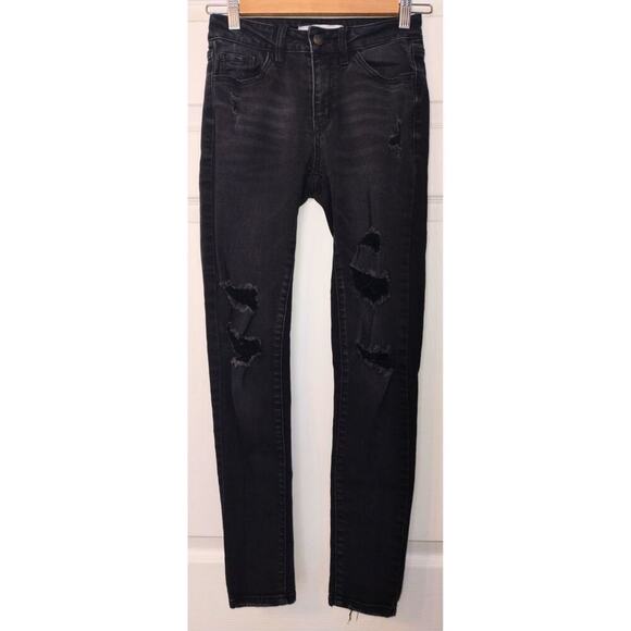 KanCan Signature High-Rise Distressed Black Skinny Jeans (Sz 24) - Picture 2 of 7